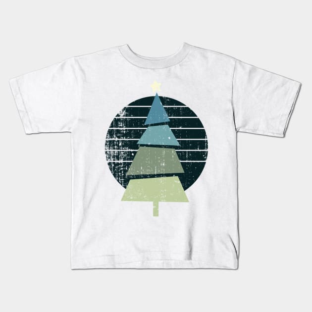 Retro Vintage Christmas Tree Kids T-Shirt by Eclecterie